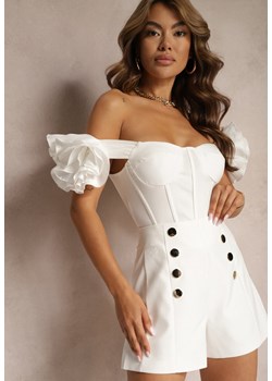 Białe Szorty z Ozdobnymi Guzikami High Waist Yidia ze sklepu Renee odzież w kategorii Szorty - zdjęcie 173382283