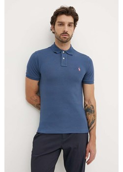 Polo Ralph Lauren polo bawełniane kolor niebieski gładki 710536856 ze sklepu ANSWEAR.com w kategorii T-shirty męskie - zdjęcie 173382534