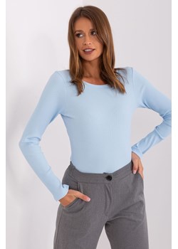 Jasnoniebieska bluzka basic longsleeve w prążek ze sklepu 5.10.15 w kategorii Bluzki damskie - zdjęcie 173382623
