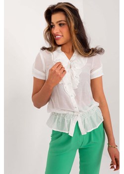 Letnia ecru bluzka rozpinana z falbanką ze sklepu 5.10.15 w kategorii Bluzki damskie - zdjęcie 173382724