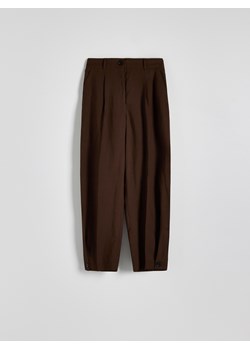 Reserved - Spodnie z lyocellem i lnem - brązowy ze sklepu Reserved w kategorii Spodnie damskie - zdjęcie 173383280