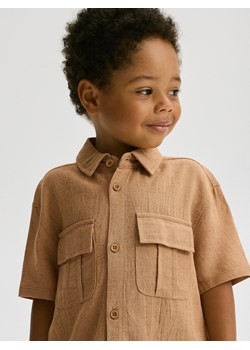 Reserved - Koszula z lnem - brązowy ze sklepu Reserved w kategorii Odzież dla niemowląt - zdjęcie 173385414