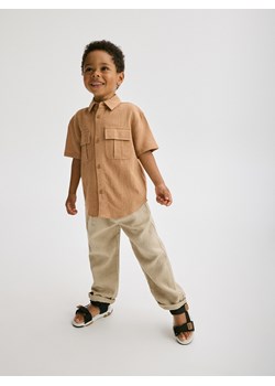 Reserved - Spodnie chino z lnem - złamana biel ze sklepu Reserved w kategorii Spodnie i półśpiochy - zdjęcie 173385474