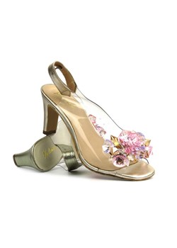 Sandały damskie z silikonową cholewką - YOLANDA 2132, złote ze sklepu ulubioneobuwie w kategorii Sandały damskie - zdjęcie 173386010
