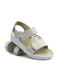 Skórzane sandały damskie na rzepy - Helios 136, białe ze sklepu ulubioneobuwie w kategorii Sandały damskie - zdjęcie 173386054