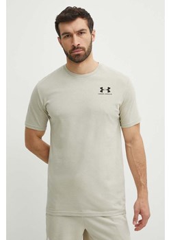Under Armour t-shirt męski kolor beżowy z nadrukiem 1326799 ze sklepu ANSWEAR.com w kategorii T-shirty męskie - zdjęcie 173386082