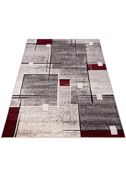 Nowoczesny dywan w szare i czerwone kwadraty - Uwis 8X ze sklepu Edinos.pl w kategorii Dywany - zdjęcie 173387402