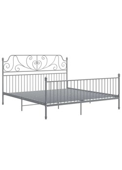 Szare metalowe łóżko dwuosobowe 160x200 cm - Retilo ze sklepu Edinos.pl w kategorii Łóżka i materace - zdjęcie 173387591