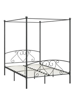 Szare metalowe łóżko małżeńskie z baldachimem 200x200 cm - Elox ze sklepu Edinos.pl w kategorii Łóżka i materace - zdjęcie 173387624