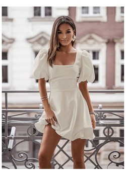 Sukienka mini z bufiastymi rękawami APALA - biała ze sklepu magmac.pl w kategorii Sukienki - zdjęcie 173388934