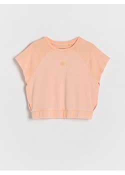 Reserved - T-shirt z wycięciem - brzoskwiniowy ze sklepu Reserved w kategorii Bluzki dziewczęce - zdjęcie 173389811