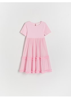 Reserved - Sukienka z tiulowym dołem - różowy ze sklepu Reserved w kategorii Sukienki dziewczęce - zdjęcie 173389904