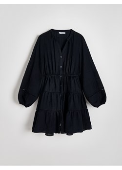 Reserved - Sukienka mini z troczkami - czarny ze sklepu Reserved w kategorii Sukienki - zdjęcie 173389952