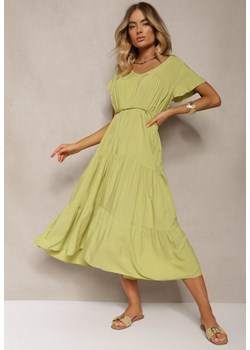 Jasnozielona Sukienka z Wiskozy Jonmy ze sklepu Renee odzież w kategorii Sukienki - zdjęcie 173390584