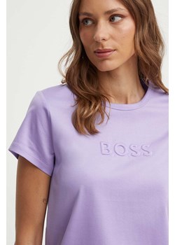 BOSS t-shirt bawełniany damski kolor fioletowy 50522209 ze sklepu ANSWEAR.com w kategorii Bluzki damskie - zdjęcie 173395704