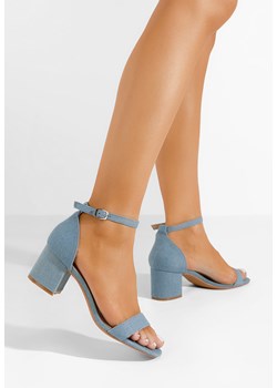 Granatowe sandały na słupku Lilea V3 ze sklepu Zapatos w kategorii Sandały damskie - zdjęcie 173396072