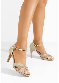 Złote sandały na szpilce Karizma V2 ze sklepu Zapatos w kategorii Sandały damskie - zdjęcie 173396114