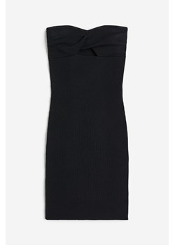 H & M - Sukienka bandeau z dzianiny w prążki - Czarny ze sklepu H&M w kategorii Sukienki - zdjęcie 173396342