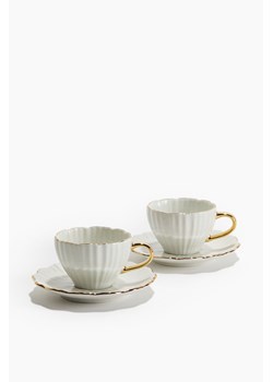H & M - Porcelanowe filiżanki do espresso i spodki 2-pak - Biały ze sklepu H&M w kategorii Filiżanki - zdjęcie 173396370