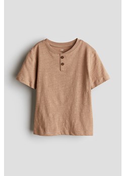 H & M - Bawełniany T-shirt henley - Beżowy ze sklepu H&M w kategorii T-shirty chłopięce - zdjęcie 173396382
