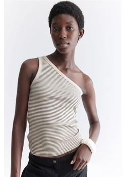 H & M - Prążkowany top na jedno ramię - Brązowy ze sklepu H&M w kategorii Bluzki damskie - zdjęcie 173396421