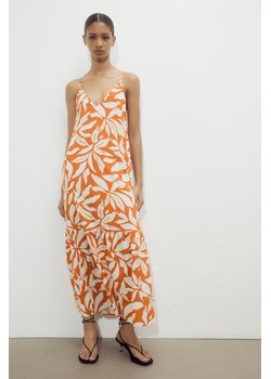 H & M - Długa sukienka trapezowa - Pomarańczowy ze sklepu H&M w kategorii Sukienki - zdjęcie 173396424