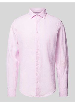 Koszula lniana o kroju slim fit z kołnierzykiem typu kent ze sklepu Peek&Cloppenburg  w kategorii Koszule męskie - zdjęcie 173396683