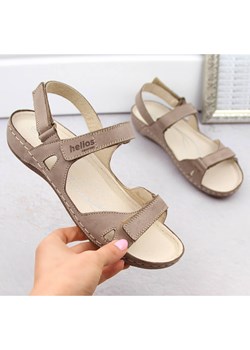 Sandały damskie skórzane komfortowe beżowe Helios 205 beżowy ze sklepu ButyModne.pl w kategorii Sandały damskie - zdjęcie 173398850