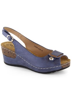 Sandały damskie na koturnie komfortowe niebieskie eVento 6230 ze sklepu ButyModne.pl w kategorii Sandały damskie - zdjęcie 173398863