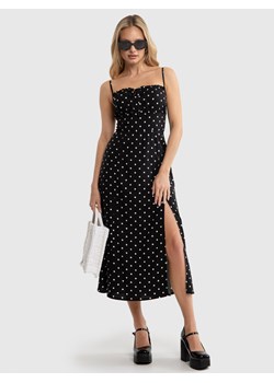 Sukienka damska midi z wiskozy w kropki czarna Casandra 906 ze sklepu Big Star w kategorii Sukienki - zdjęcie 173399032