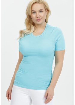 Jasnoniebieski T-shirt Amathephine ze sklepu Born2be Odzież w kategorii Bluzki damskie - zdjęcie 173399304