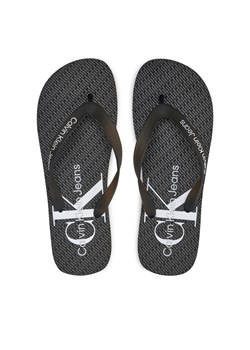 Japonki Calvin Klein Jeans Beach Sandal Glossy YM0YM00952 Czarny ze sklepu eobuwie.pl w kategorii Klapki męskie - zdjęcie 173399641
