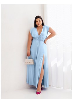 Sukienka maxi PLUS SIZE wiązana na wiele sposobów- ELSA - błękitna ze sklepu magmac.pl w kategorii Sukienki - zdjęcie 173400013