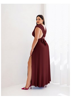 Sukienka maxi PLUS SIZE wiązana na wiele sposobów- ELSA - bordowa ze sklepu magmac.pl w kategorii Sukienki - zdjęcie 173400023