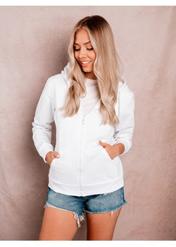 Bluza damska z kapturem 041TLR - biała ze sklepu Edoti w kategorii Bluzy damskie - zdjęcie 173400053