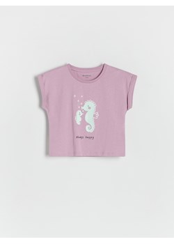 Reserved - T-shirt z nadrukiem - jasnofioletowy ze sklepu Reserved w kategorii Bluzki dziewczęce - zdjęcie 173400963