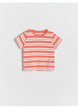 Reserved - T-shirt w paski - koralowy ze sklepu Reserved w kategorii Koszulki niemowlęce - zdjęcie 173401100