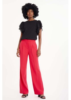 Malinowe spodnie damskie eleganckie wide leg ze sklepu 5.10.15 w kategorii Spodnie damskie - zdjęcie 173404484