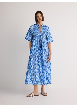 Reserved - Bawełniana sukienka - niebieski ze sklepu Reserved w kategorii Sukienki - zdjęcie 173406003