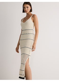 Reserved - Dzianinowa sukienka maxi na ramiączkach - kremowy ze sklepu Reserved w kategorii Sukienki - zdjęcie 173406084