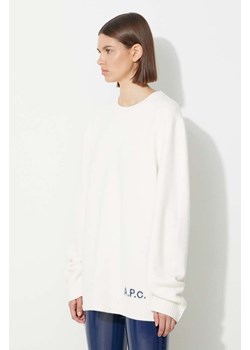A.P.C. sweter wełniany damski kolor biały lekki ze sklepu PRM w kategorii Swetry damskie - zdjęcie 173407754