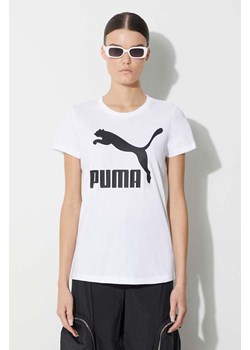 Puma t-shirt bawełniany Classic Logo Tee kolor biały 530076.02-BIALY ze sklepu PRM w kategorii Bluzki damskie - zdjęcie 173407764