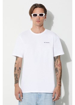 Columbia t-shirt bawełniany North Cascades kolor biały z nadrukiem 1834041 ze sklepu PRM w kategorii T-shirty męskie - zdjęcie 173407860