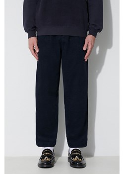 Universal Works spodnie sztruksowe PLEATED TRACK PANT kolor granatowy proste 29519 ze sklepu PRM w kategorii Spodnie męskie - zdjęcie 173408302