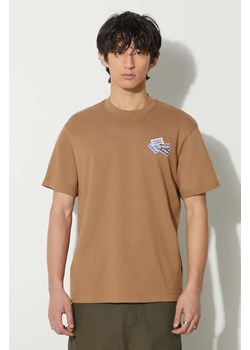 Lacoste t-shirt bawełniany męski kolor brązowy z aplikacją ze sklepu PRM w kategorii T-shirty męskie - zdjęcie 173408390