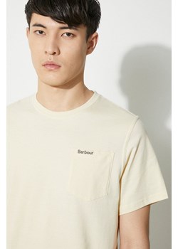 Barbour t-shirt bawełniany męski kolor beżowy gładki MTS1114 ze sklepu PRM w kategorii T-shirty męskie - zdjęcie 173408394