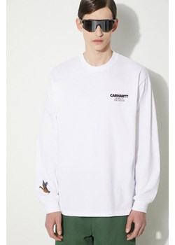 Carhartt WIP longsleeve bawełniany Ducks kolor biały z nadrukiem I033663.02XX ze sklepu PRM w kategorii T-shirty męskie - zdjęcie 173408482