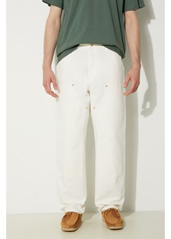 Carhartt WIP spodnie bawełniane Double Knee Pant kolor beżowy proste I031501.D602 ze sklepu PRM w kategorii Spodnie męskie - zdjęcie 173408544