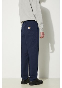 Carhartt WIP spodnie bawełniane Flint Pant kolor granatowy proste I029919.29LGD ze sklepu PRM w kategorii Spodnie męskie - zdjęcie 173408550