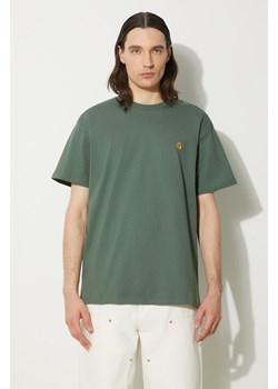 Carhartt WIP t-shirt bawełniany Chase męski kolor zielony gładki I026391.29YXX ze sklepu PRM w kategorii T-shirty męskie - zdjęcie 173408570